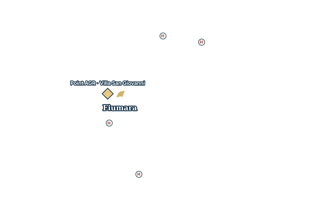 Mappa di Fiumara con gli ospedali più vicini e il Point AGR