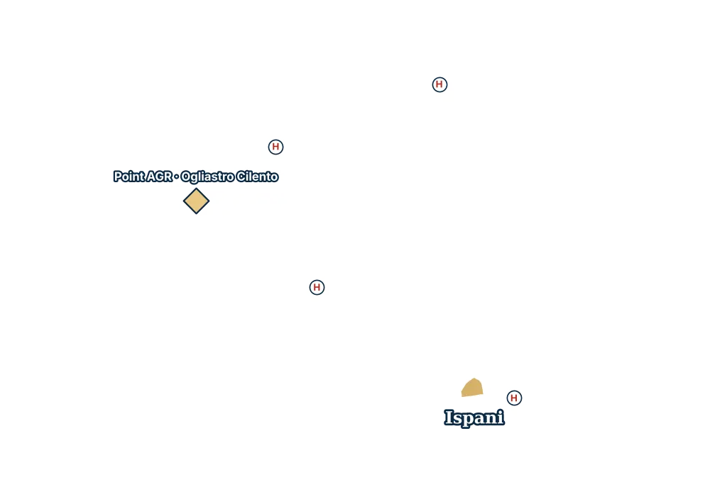 Mappa di Ispani con gli ospedali più vicini e il Point AGR