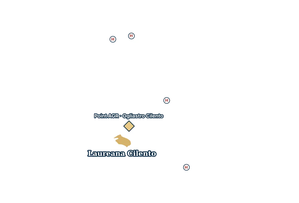 Mappa di Laureana Cilento con gli ospedali più vicini e il Point AGR