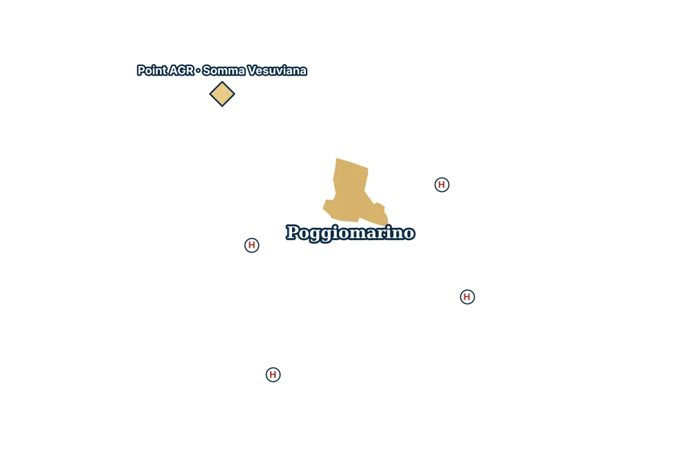 Mappa di Poggiomarino con gli ospedali più vicini e il Point AGR