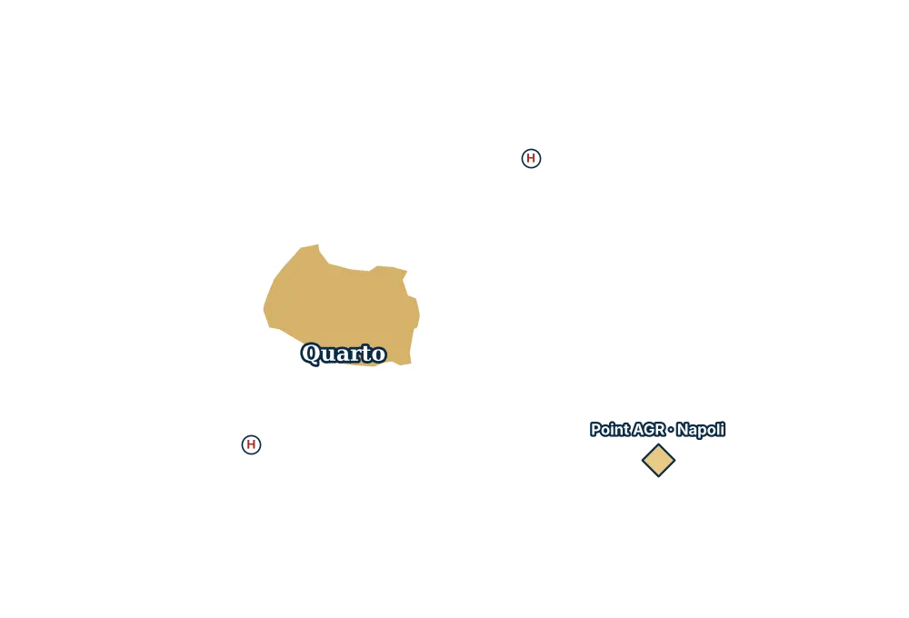 Mappa di Quarto con gli ospedali più vicini e il Point AGR