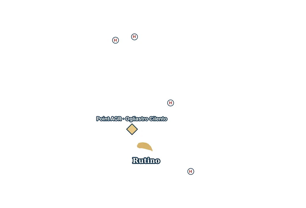Mappa di Rutino con gli ospedali più vicini e il Point AGR