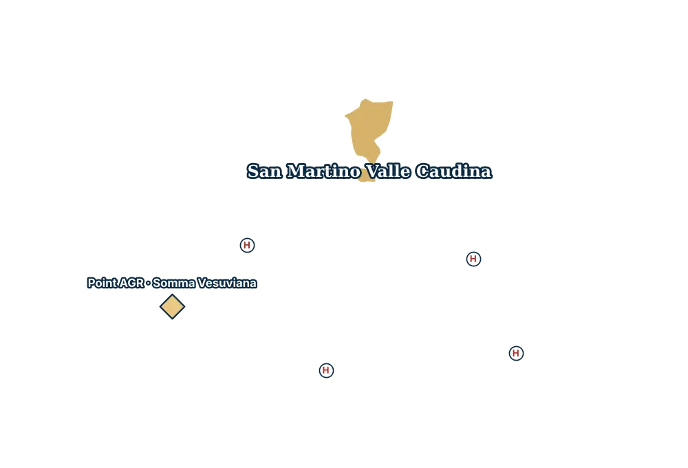 Mappa di San Martino Valle Caudina con gli ospedali più vicini e il Point AGR