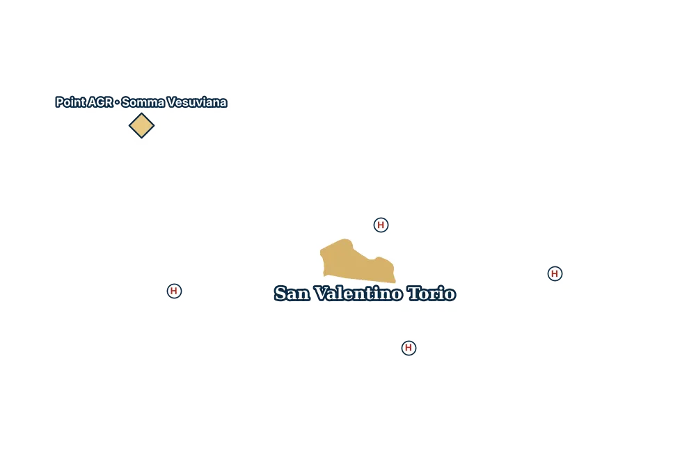Mappa di San Valentino Torio con gli ospedali più vicini e il Point AGR