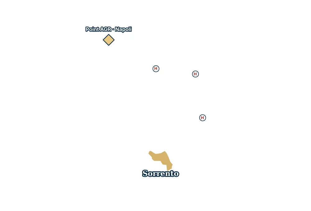 Mappa di Sorrento con gli ospedali più vicini e il Point AGR