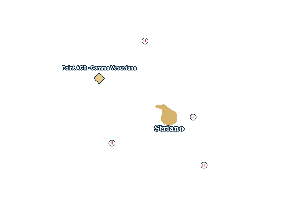 Mappa di Striano con gli ospedali più vicini e il Point AGR