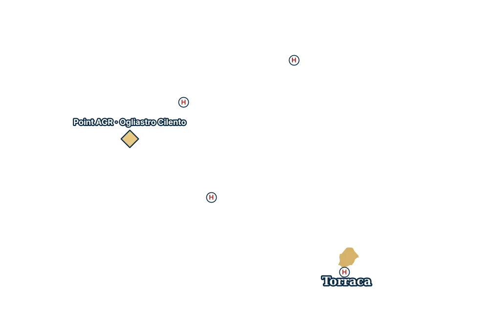 Mappa di Torraca con gli ospedali più vicini e il Point AGR